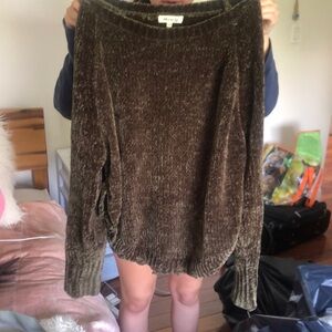 chenille green sweater